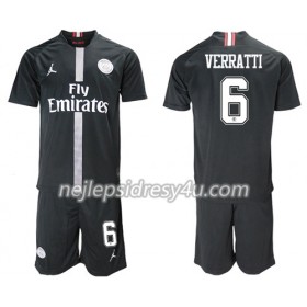 Fotbalový Dres Paris Saint-Germain Verratti 6 Jodan Černá Dětské Alternativní 2018/19